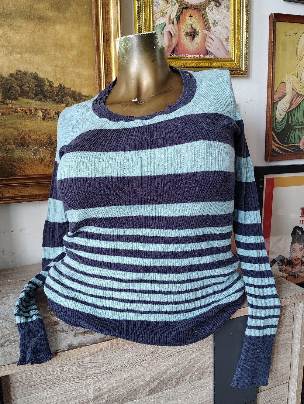 Vintage Y2K Mudd Blue Striped Sweater XL Extra Large 2000s 2010s Bella Swan